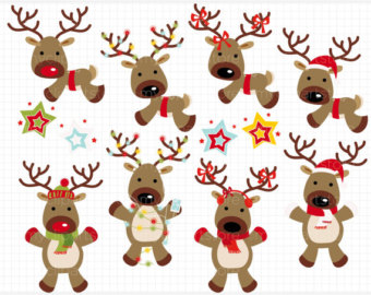 Christmas   Santas Reindeer Clip Ar T   Digital Clipart   Instant