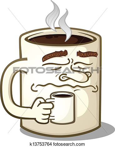 Clipart   Grumpy Coffee Mug Character  Fotosearch   Search Clip Art
