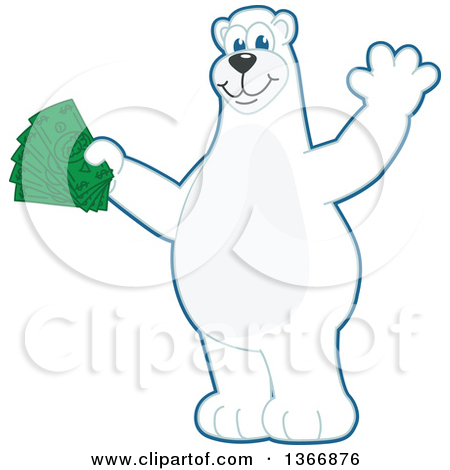 Clipart Of A Polar Bear School Mascot Character Waving And Holding