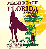 Endless Summer Miami Beach Vector Art   Clipart Graphic