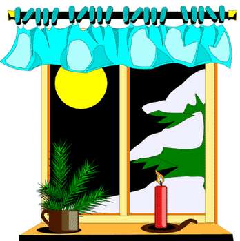 Free Clipart Picture Of A Night Winter Scene Through A Window