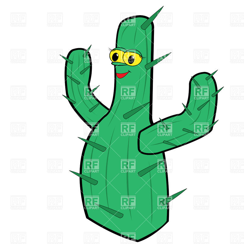 Funny Cartoon Cactus With Face Download Royalty Free Vector Clipart    