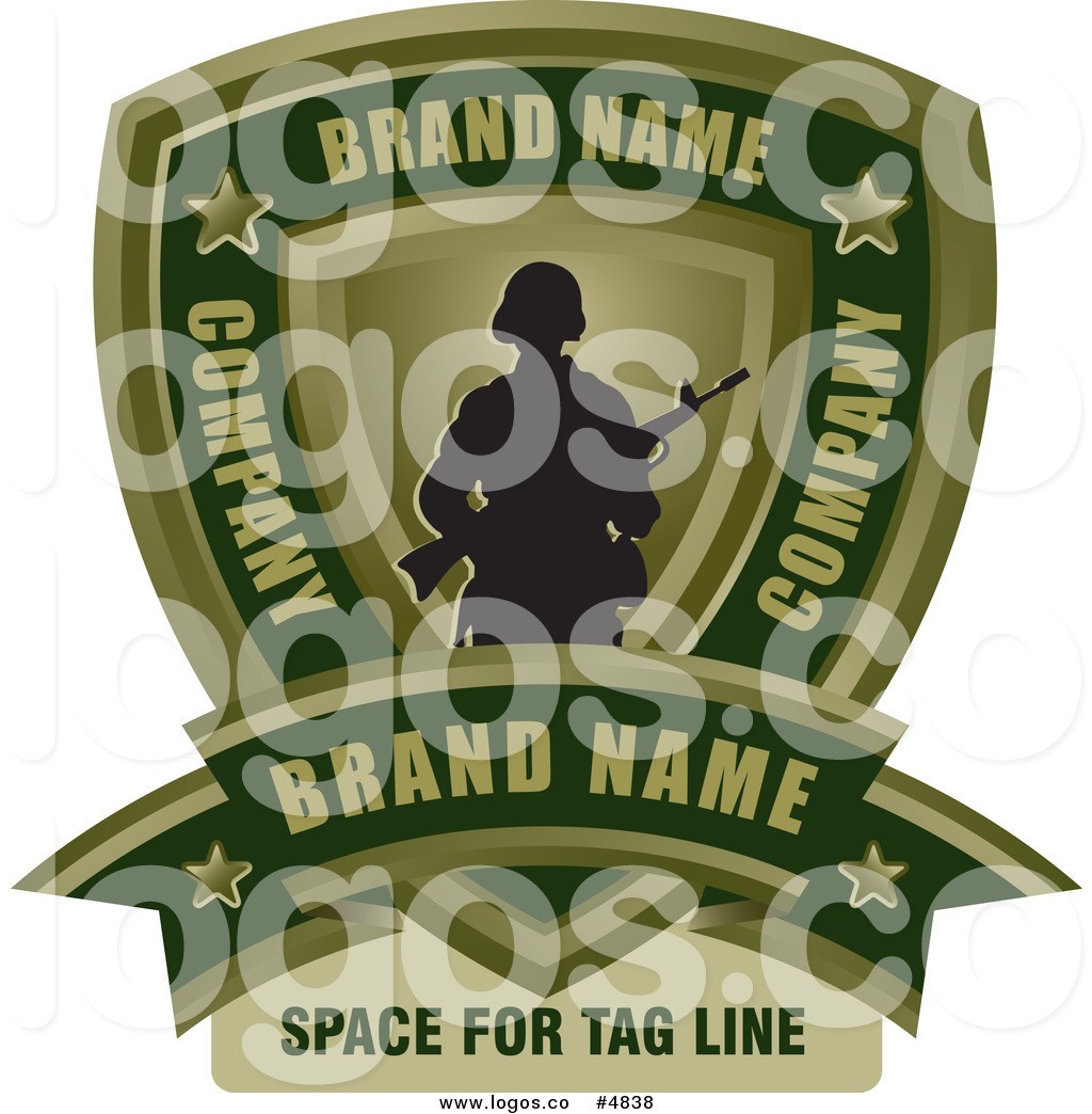 Larger Preview  Royalty Free Vector Of An Army Soldier Shield And
