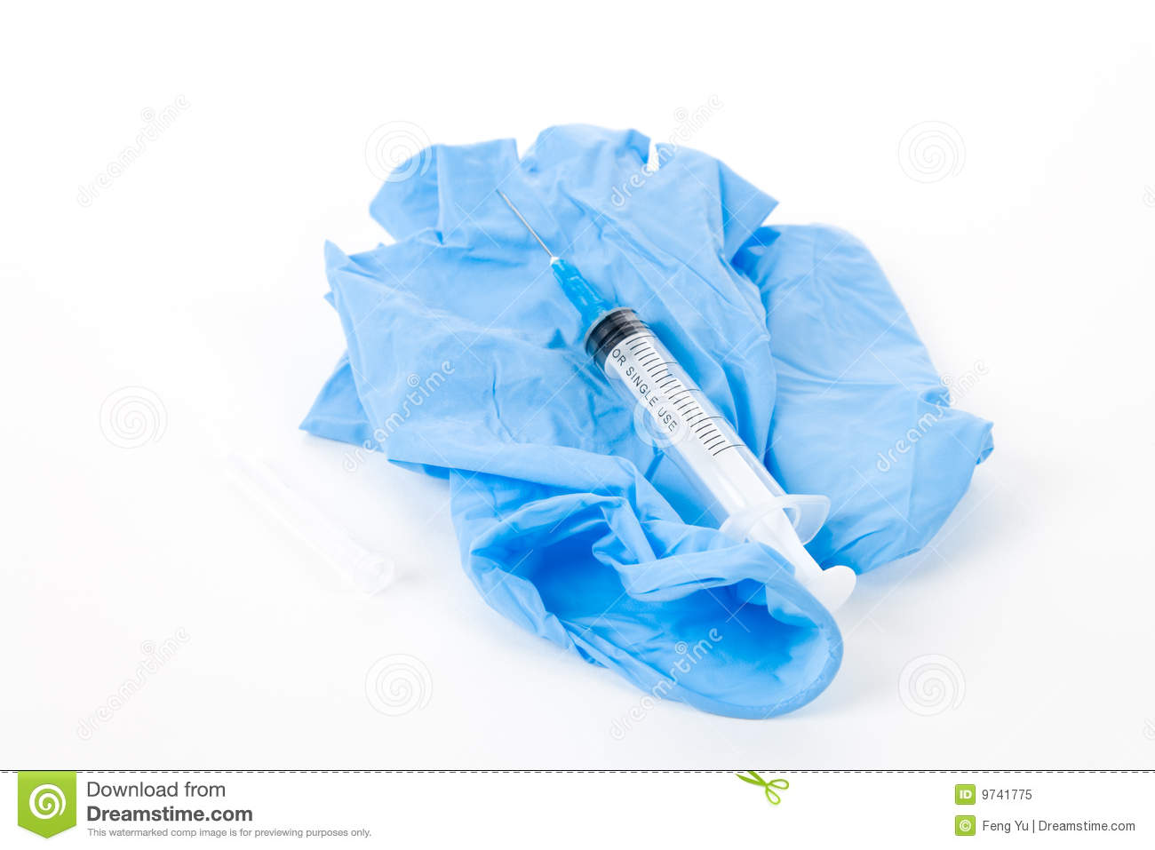 Medical Glove And Needle With White Background Medical Waste