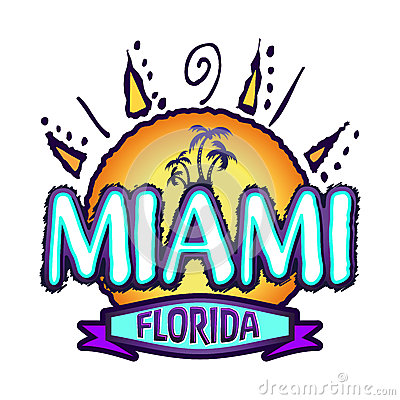Miami Florida   Vector Badge   Emblem   Summer Tropical Icon   Vector