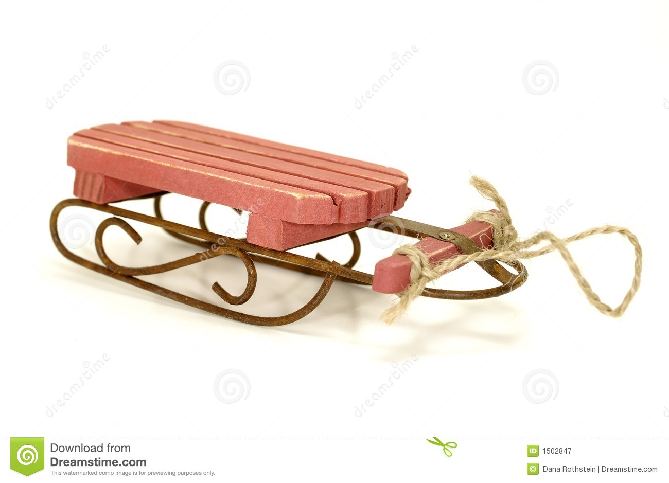 Photo Of A Vintage Wooden Red Sled   Seasonal Related Object