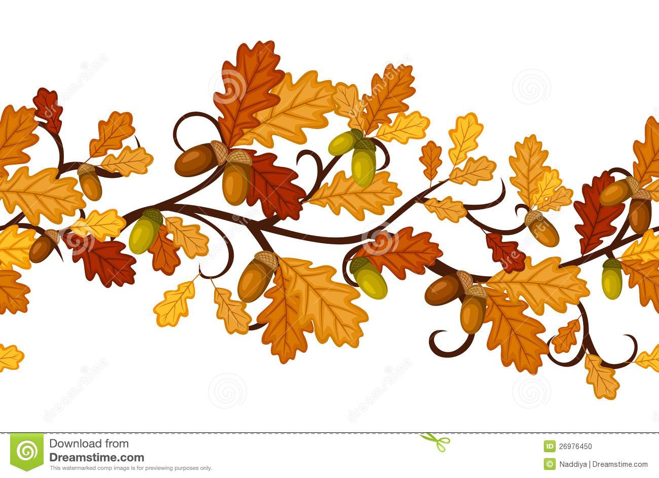 Seamless Pattern With Autumn Oak Leaves Stock Photo   Image  26976450