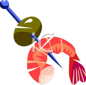 Shrimp And Olive Appetizer   Royalty Free Clipart Picture