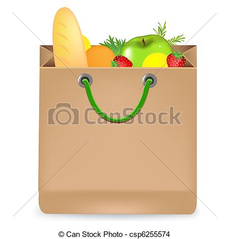 Vector   Paper Package With Products   Stock Illustration Royalty