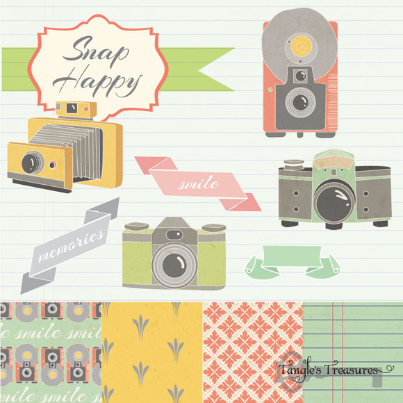 Vintage Cameras Clipart And Paper