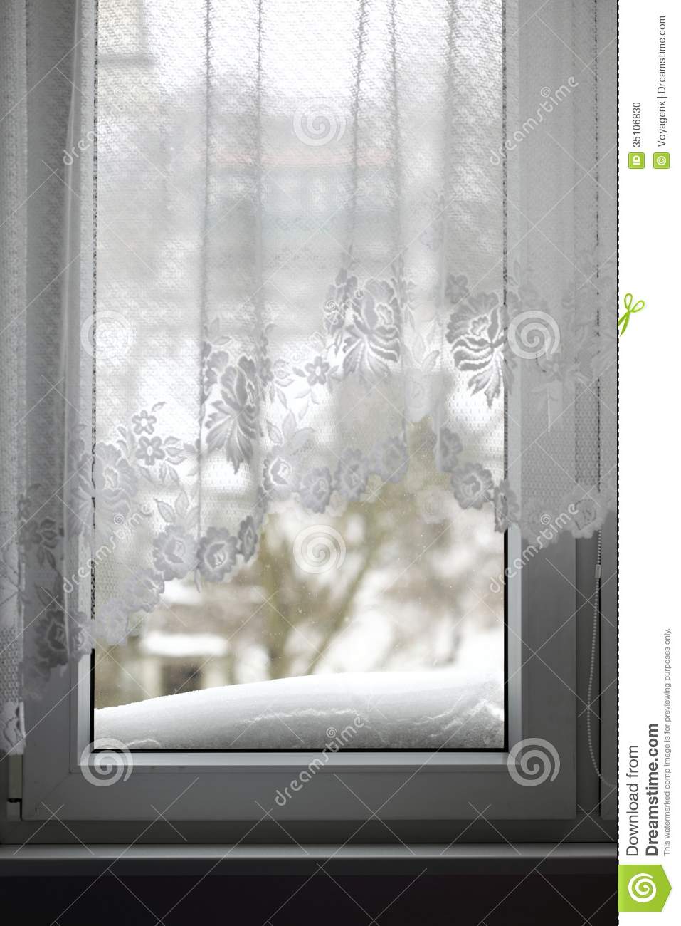 Window With View To A Snowy Winter Scene Stock Photo   Image  35106830