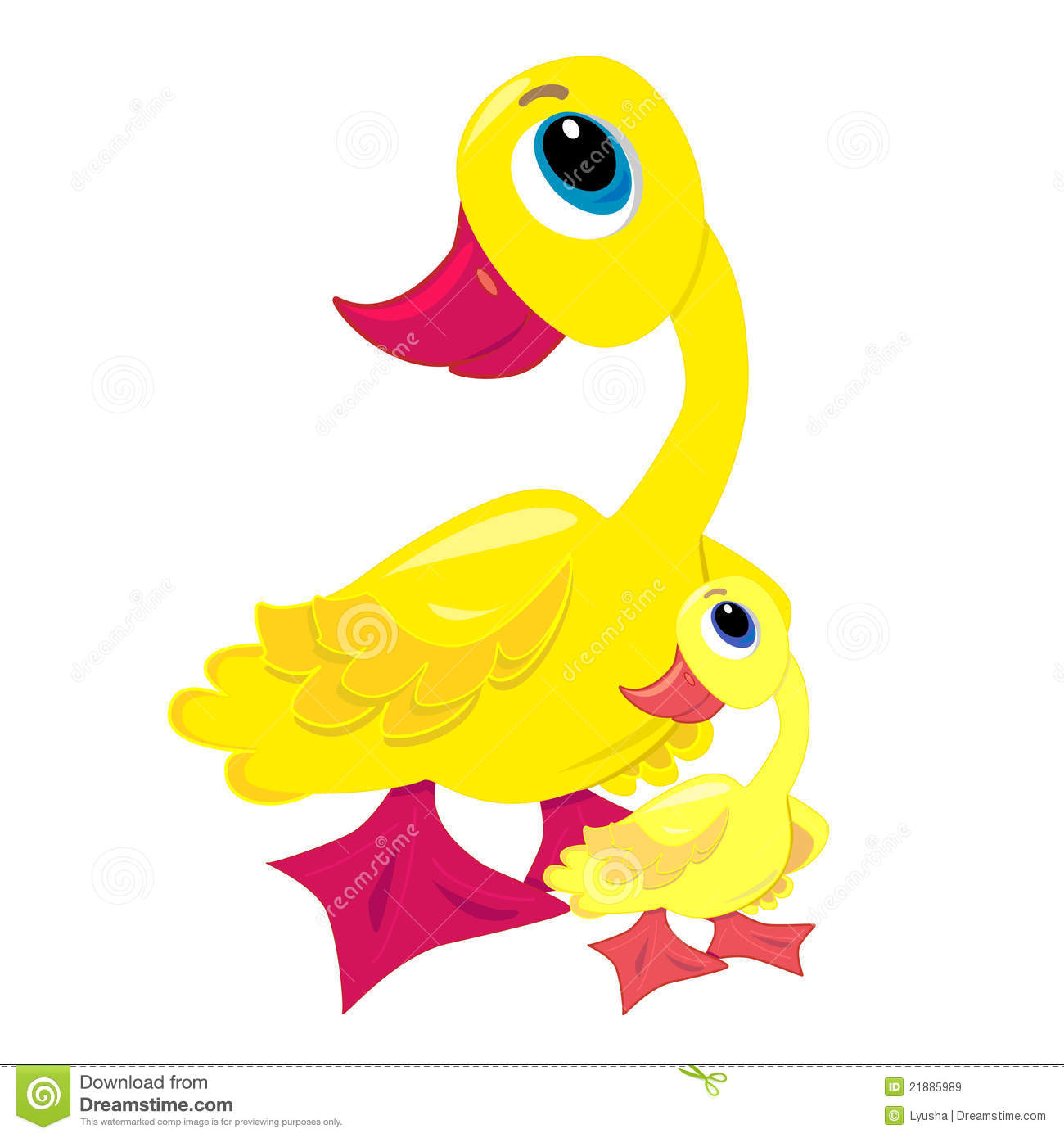 Baby Duck With Mother Illustration  Isolated Characters