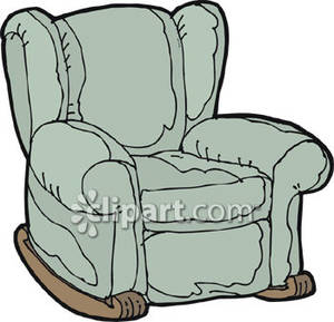 Blue Overstuffed Rocking Chair   Royalty Free Clipart Picture