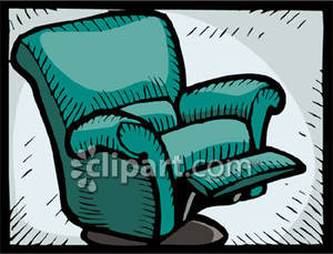 Blue Reclining Chair   Royalty Free Clipart Picture