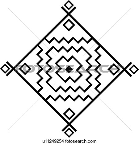 Border Diamond Geometric Mandala Southwest View Large Clip Art