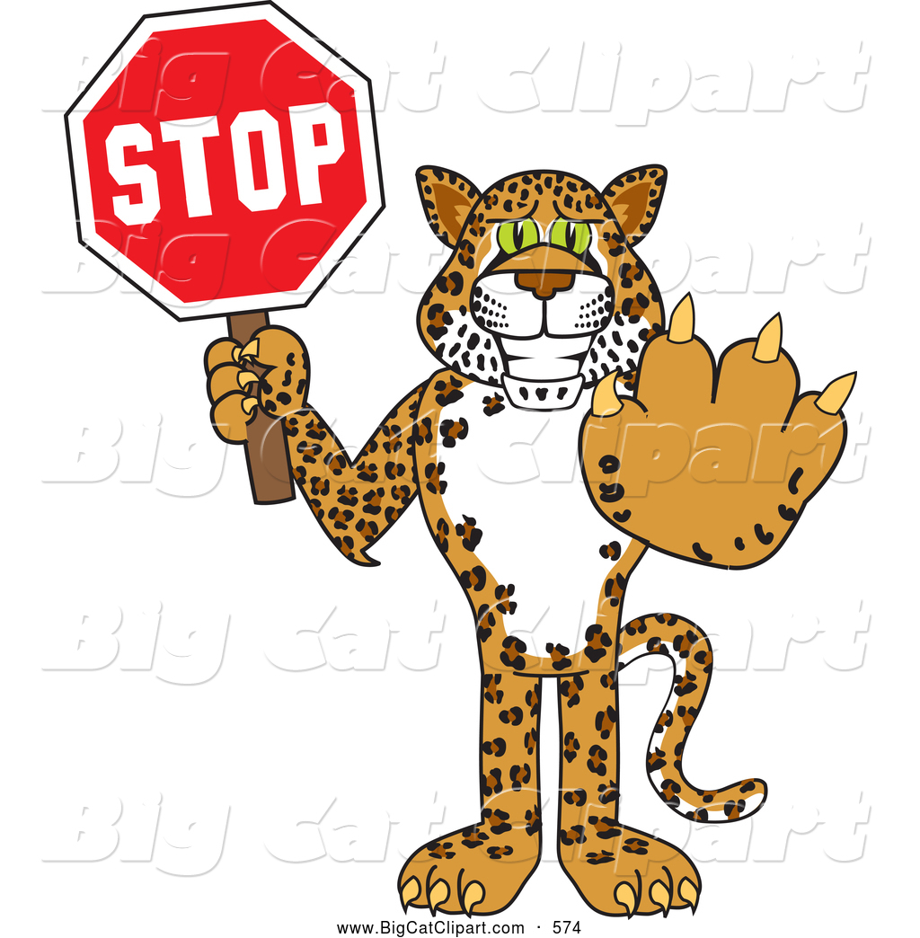 Clipart Of A Happy Cheetah Jaguar Or Leopard Character School Mascot
