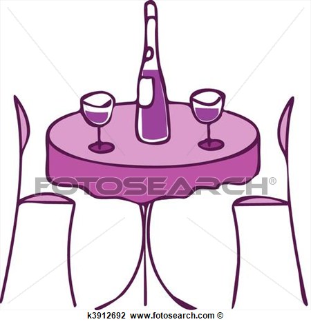 Clipart   Tabela Com Vinho E Dois Cadeiras   Jantar Rom Ntico