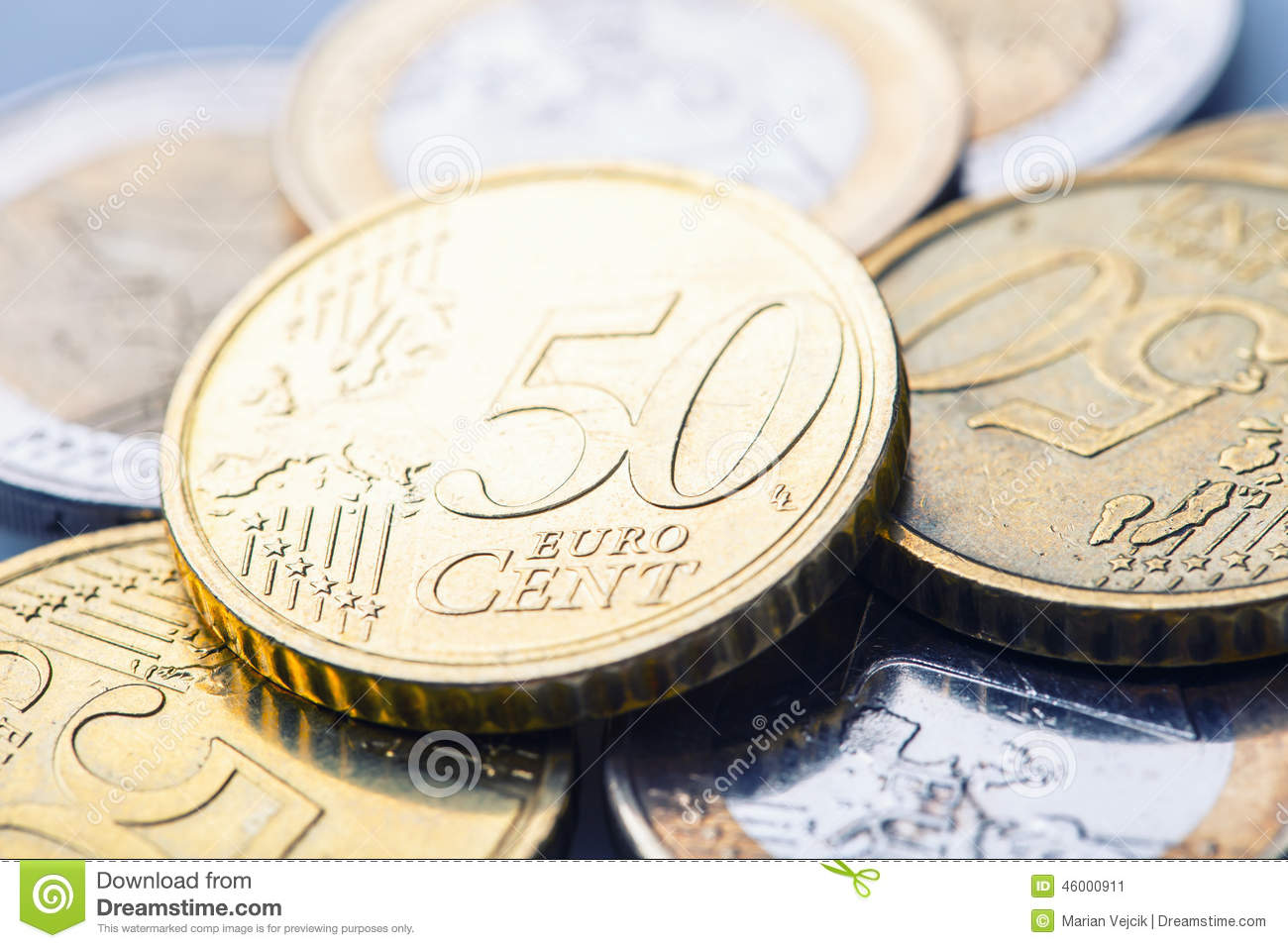 Euro Money Several Euro Coins And Banknotes  Stock Photo   Image