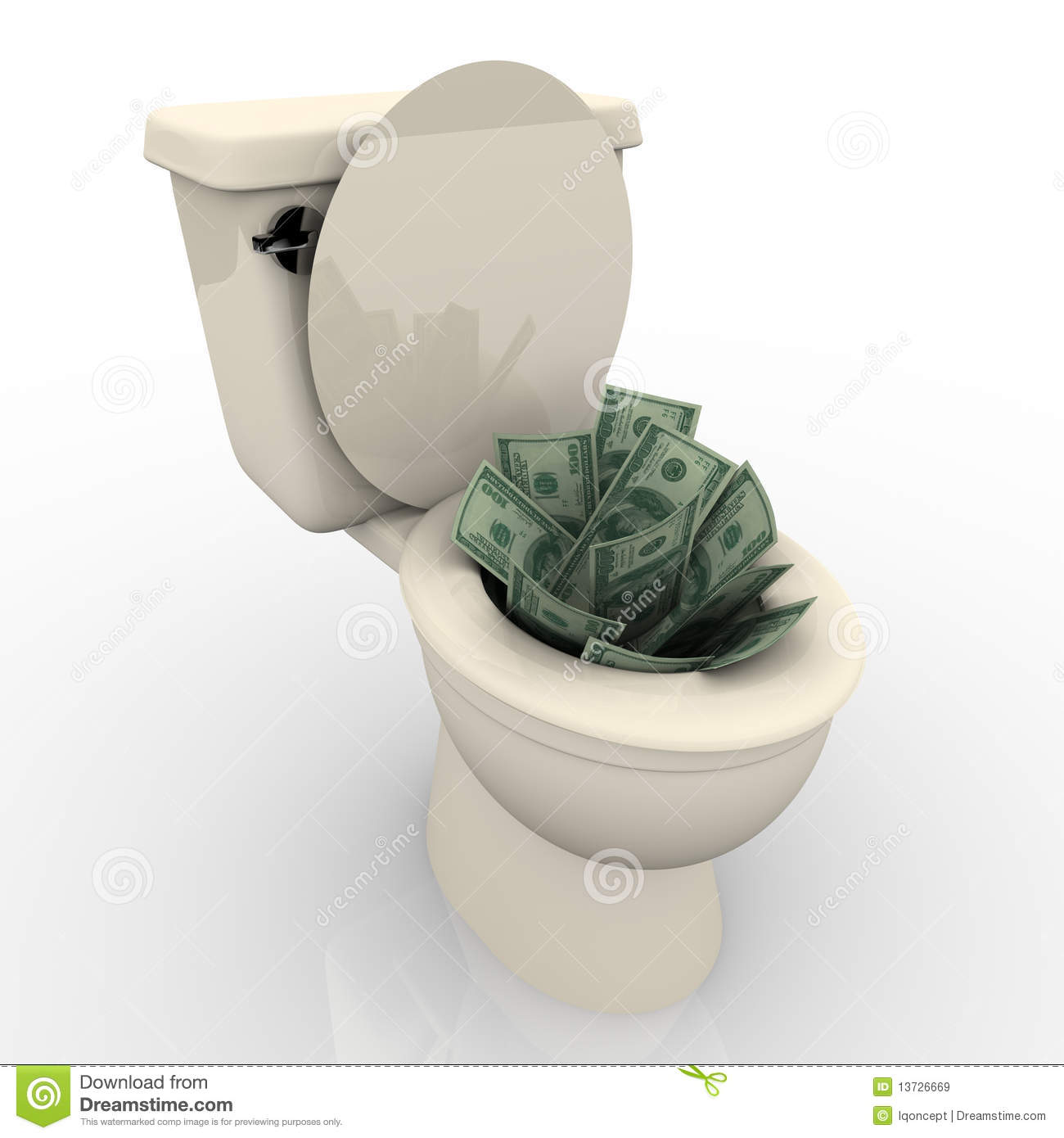 Flushing Money Down The Toilet Royalty Free Stock Images   Image