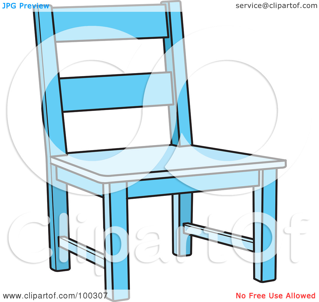 Free  Rf  Clipart Illustration Of A Blue Wooden Chair By Lal Perera