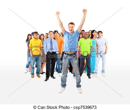 Group Of Casual Happy People Smiling And Standing Isolated Over A    