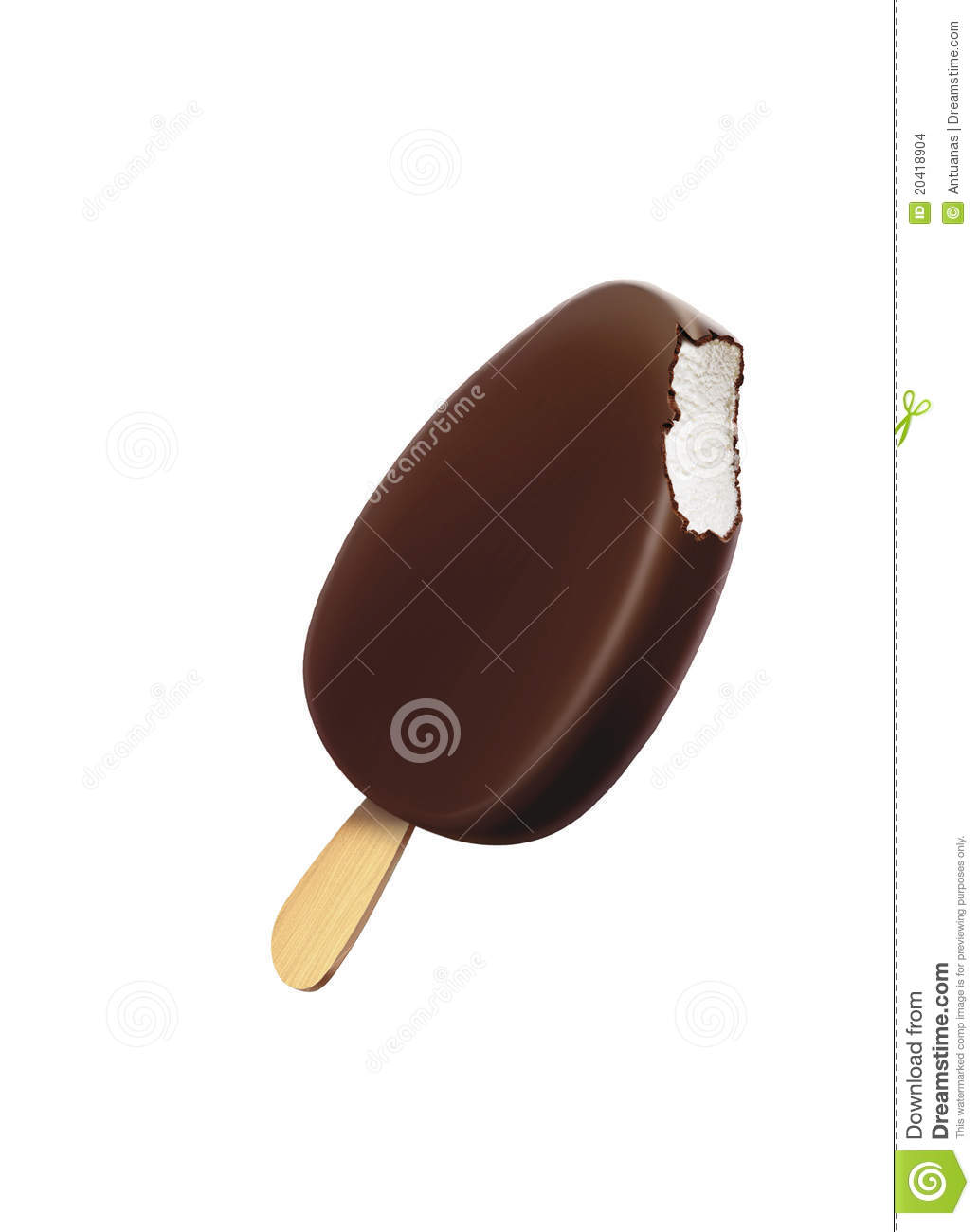 Ice Cream Bar   Vanilla Covered With Chocolate Isolated Over White