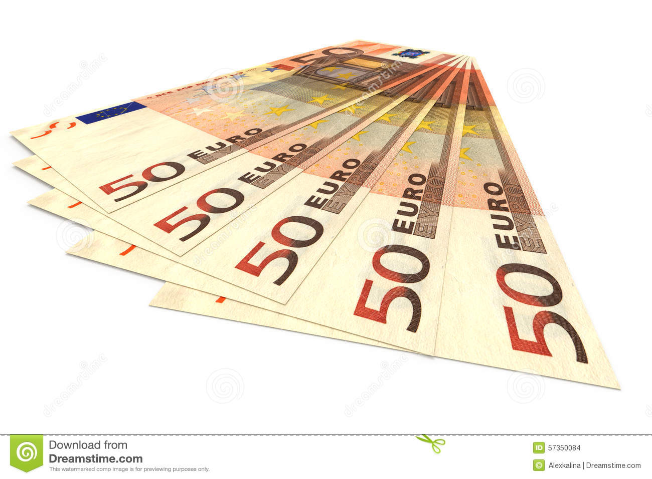 Money Concept   Several Euro Banknotes Isolated On White