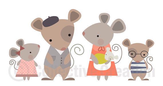 Mouse Family Digital Clip Art Clipart Set   Personal And Commercial    