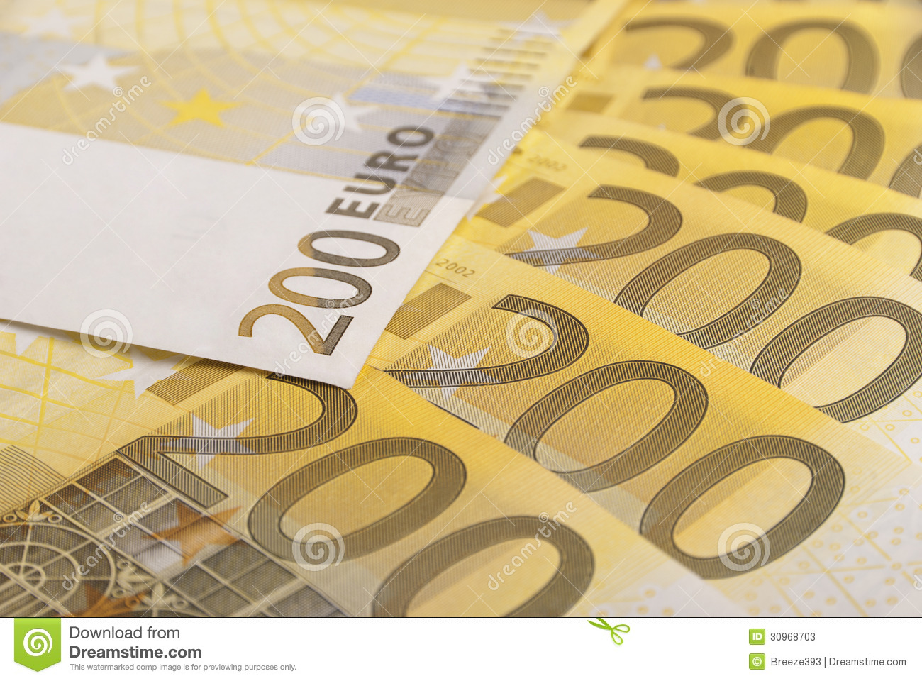 Paper Money Several Two Hundred Euro Banknotes
