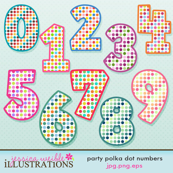 Party Polka Dot Numbers Cute Digital Clipart By Jwillustrations