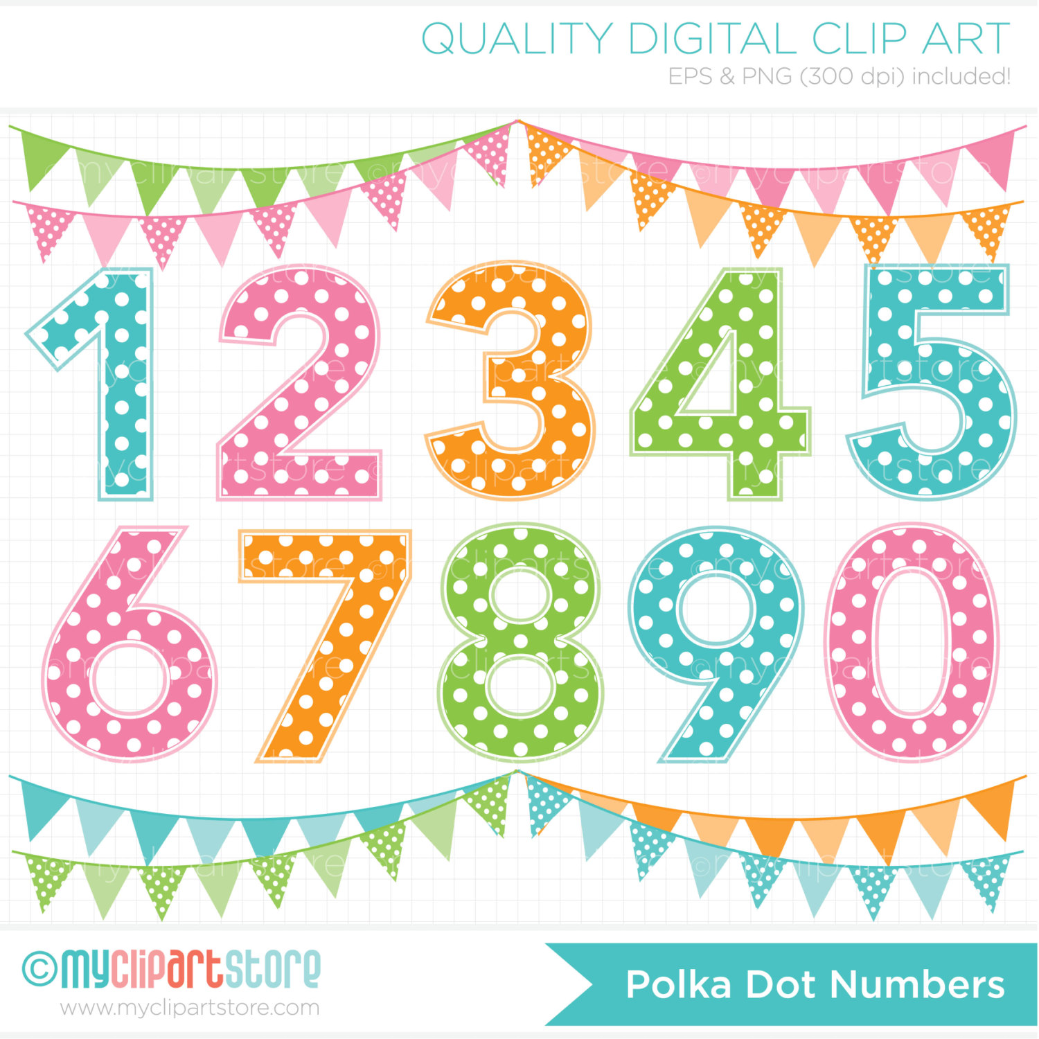 Polkadot   Polka Dot Numbers   Boy Or Girl Birthday Numbers Clip Art    
