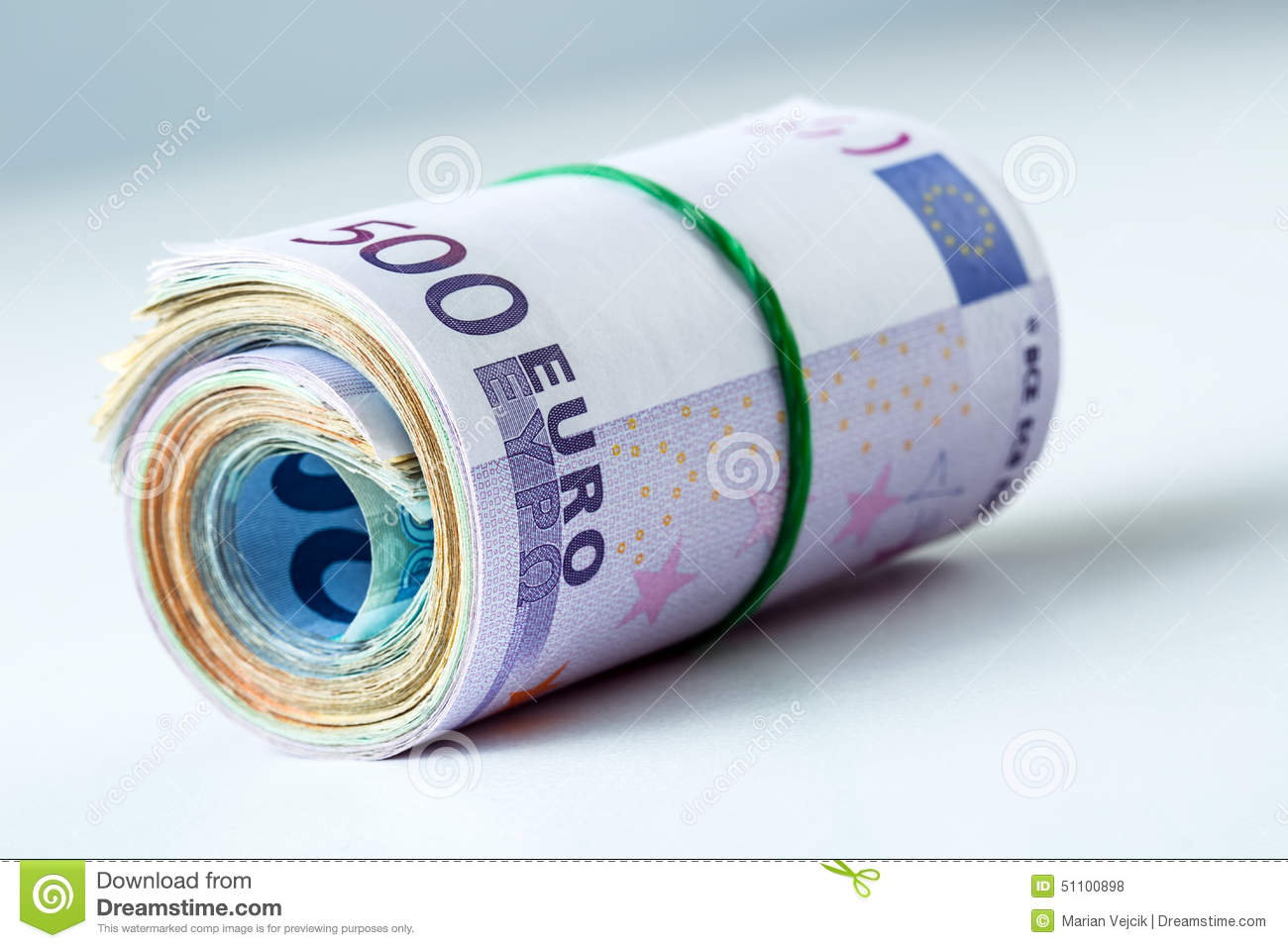 Rolled Euro Banknotes Several Thousand Free Space For Your Economic