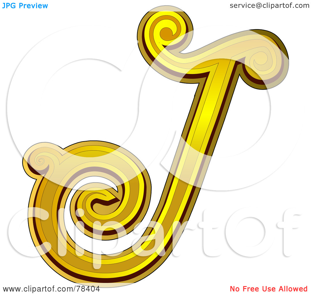 Royalty Free  Rf  Clipart Illustration Of An Elegant Gold Letter J By