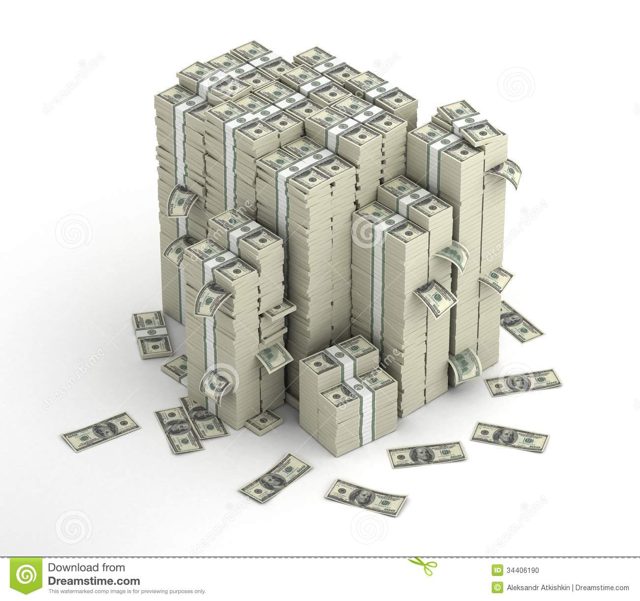 Several Columns Of Dollars Money Packs Stock Photo   Image  34406190