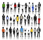 Silhouettes Of Casual People In A Row Royalty Free Stock Photos