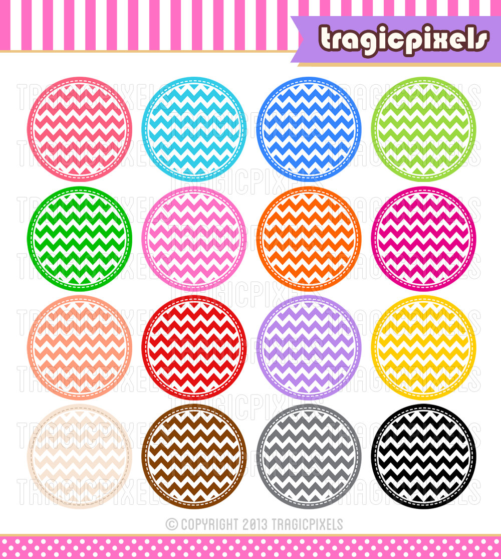 Stitched Chevron Circles Journaling Spots Clipart By Tragicpixels
