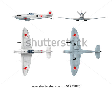 Supermarine Wwii Fighter  Drawings From 3d Model   Stock Photo