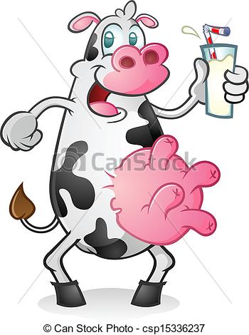 Udder Clipart Happy Retro Cow Drinking Milk