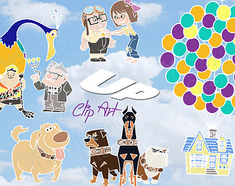 Up Clip Art Clipart Hand Drawn Sket Ch Carl Doug Ellie Balloons House