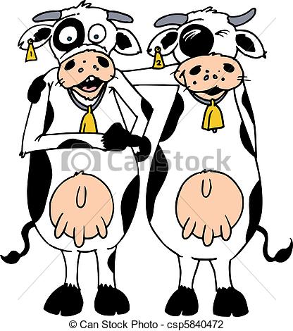 Vector Illustration Of Udder Buddies   Two Cows Together Being Friends