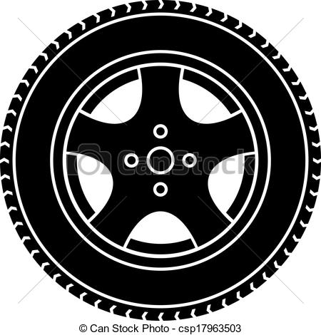 Vector   Vector Car Wheel Black White Symbol   Stock Illustration