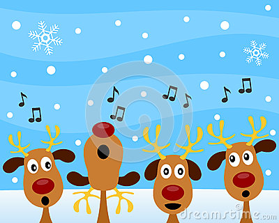 Carols On Christmas Carol With Reindeer Royalty Free Stock Photo Image