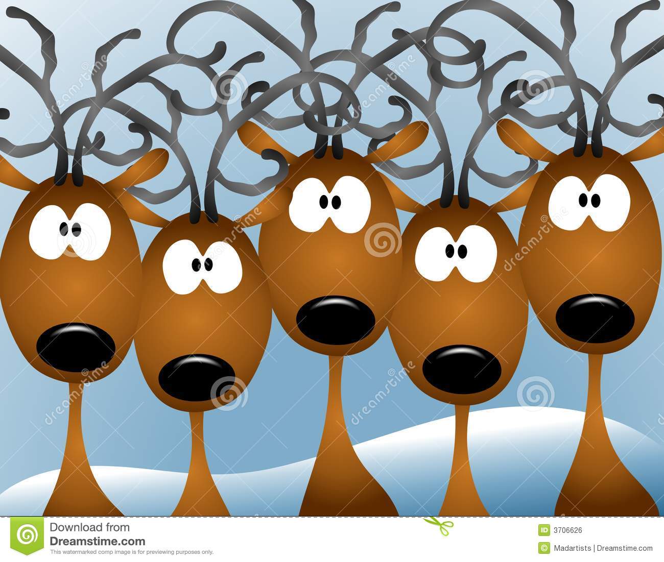 Cartoon Reindeer Christmas Card Royalty Free Stock Image   Image