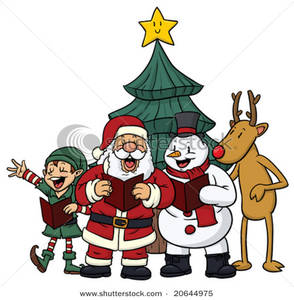 Clipart Image Of Cute Christmas Characters Singing Christmas Carols