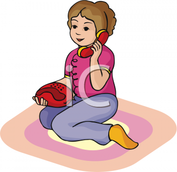 Clipart Picture Of A Little Girl Playing With A Toy Phone