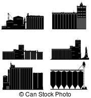 Elevator   Contour Black And White Illustration Of A Granary