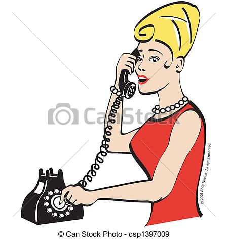 Eps Vectors Of Vintage Woman Talking On Telephone Clip Art Csp1397009