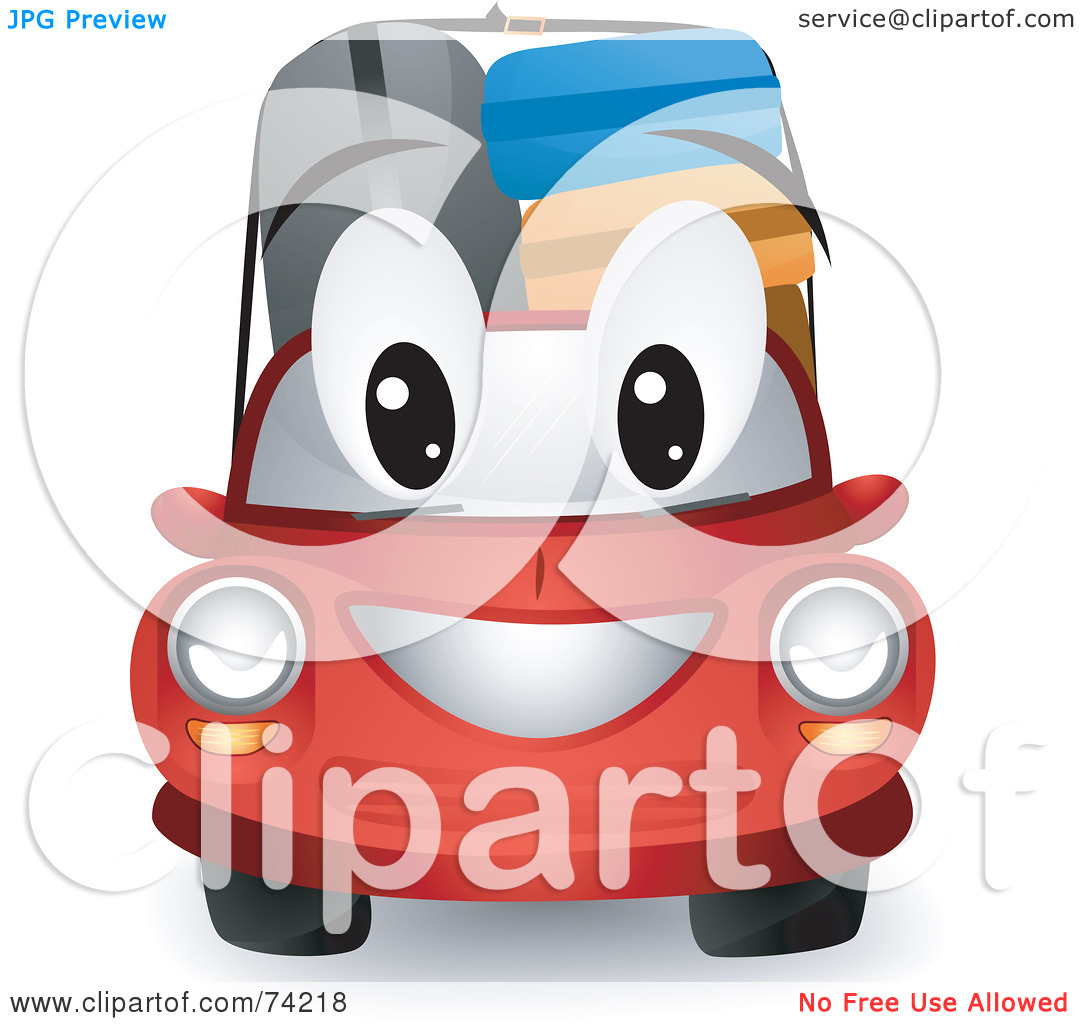 Free  Rf  Clipart Illustration Of A Red Car Character With Luggage
