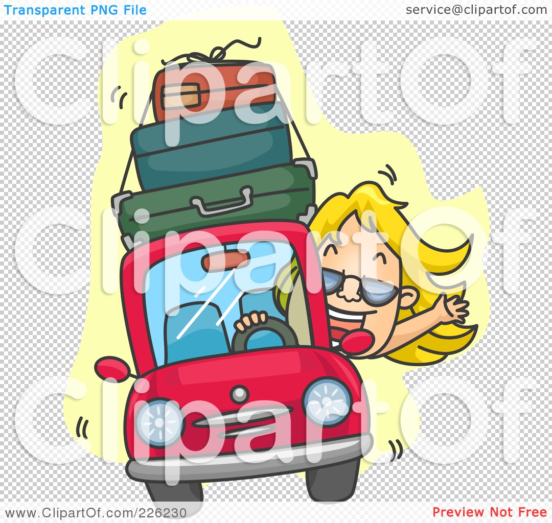 Free Rf Clipart Illustration Of A Woman Driving A Car With Luggage