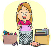 Girl Organizing Her Things   Clipart Graphic